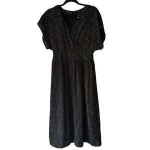 Piper & Scoot Dress Womens Small Black White‎ Dotted Midi Short Sleeve Polyester